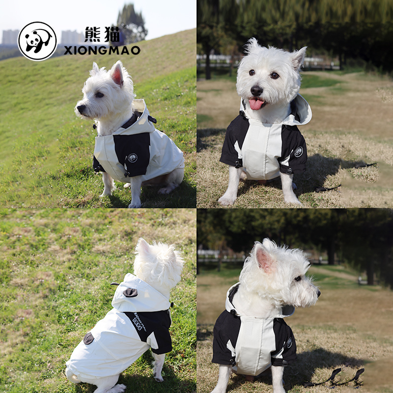 熊猫春秋款小狗狗冲锋衣防水防雨宠物猫猫咪小型幼犬衣服连帽外套-图3