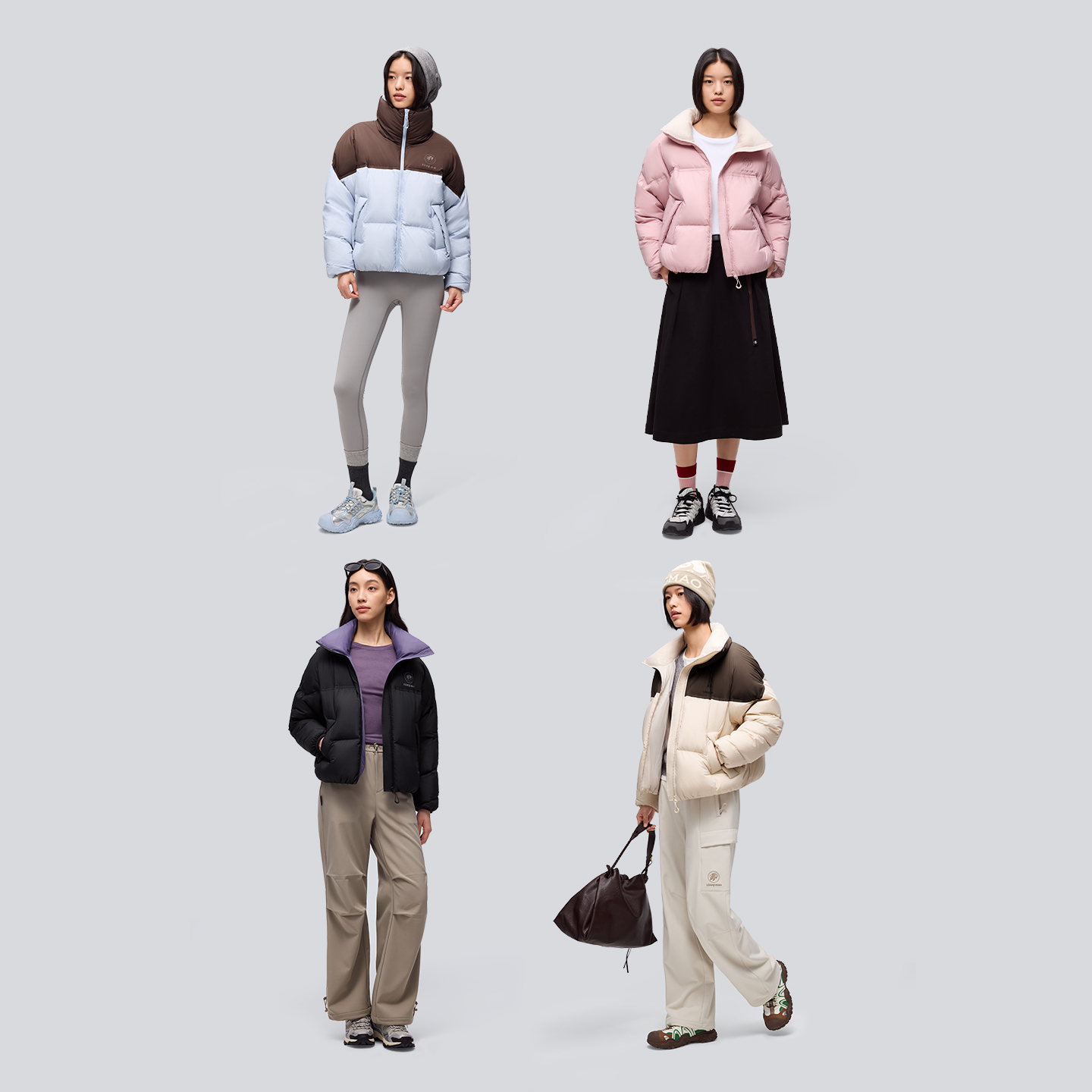 【涌冬】熊猫户外短款羽绒服女2025新款秋冬防泼水立领保暖外套