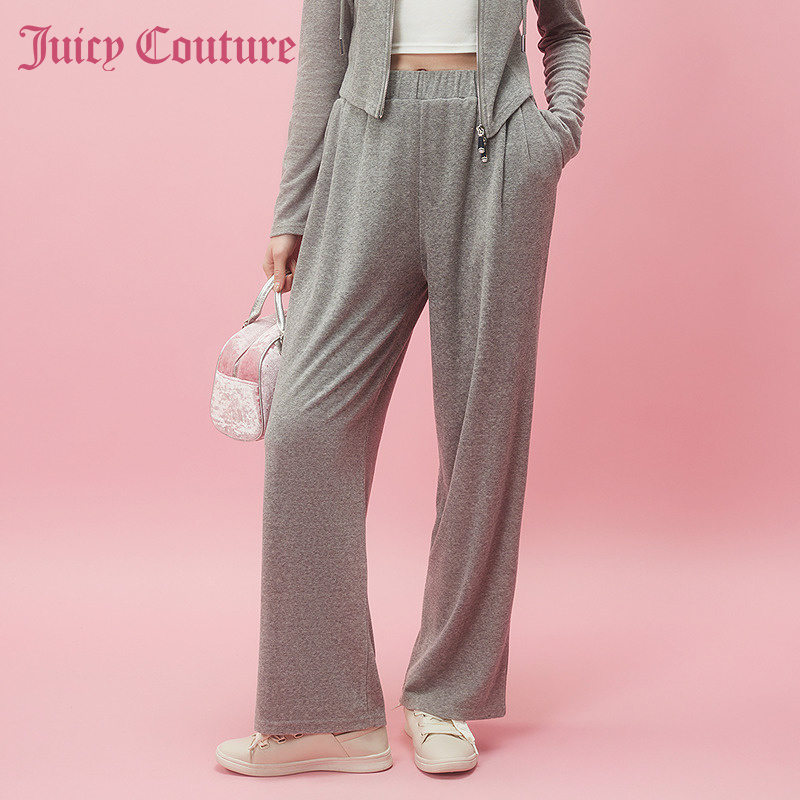 Juicy Couture橘滋2024早春日穿搭新款灰调女装金属牌女士休闲裤-图0