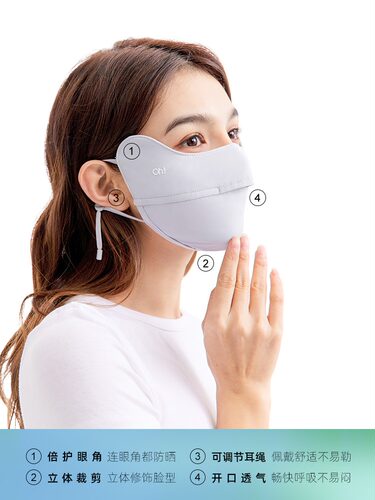 ohsunny防晒面罩女防紫外线护颈新款薄款透气防护冰丝口罩遮脖子 - 图2