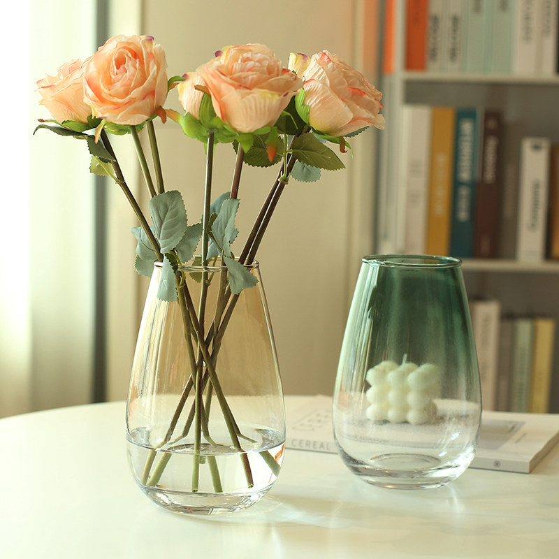 北欧透明花瓶玻璃客厅餐桌摆件插花高级感轻奢水养玫瑰百合鲜花,淘宝优惠券,粉丝福利购,淘宝优惠卷