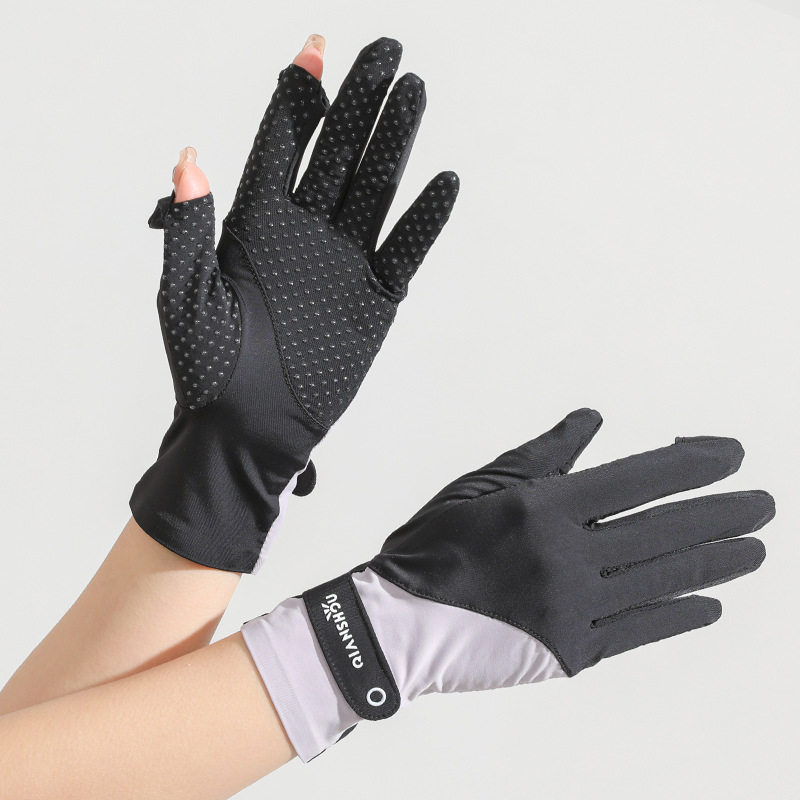 防晒手套女夏季冰感露二指防紫外线薄款手套冰丝硅胶防滑全指手套,淘宝优惠券,粉丝福利购,淘宝优惠卷