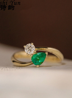 帕诗韵S925双色水滴锆石戒指少女