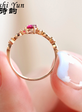 s925纯银镶钻鸽血红宝石戒指