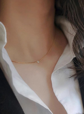 帕诗韵2025新款超闪方形吊坠s925纯银搭配优雅气质轻奢小众锁骨链