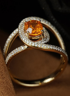 帕诗韵S925满钻芬达色几何戒指