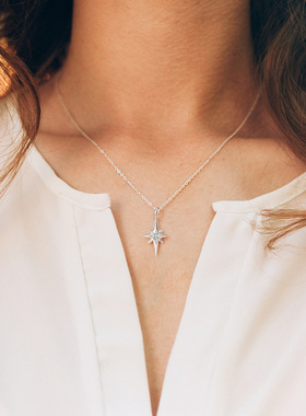 帕诗韵帕诗韵s925纯银镶钻六芒星锆石吊坠时尚个性星形欧美项链