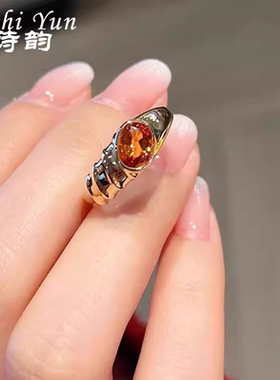 镀18K金镶嵌芬达色不对称设计