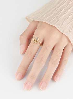 时来运转月亮花朵旋转戒指奢华女