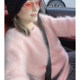 Gentle style pink milk mink sweater for women