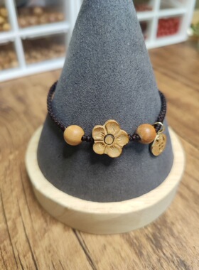 普陀山避烂桃花桃木红绳手链手绳女手工编织转运挡烂桃花手链