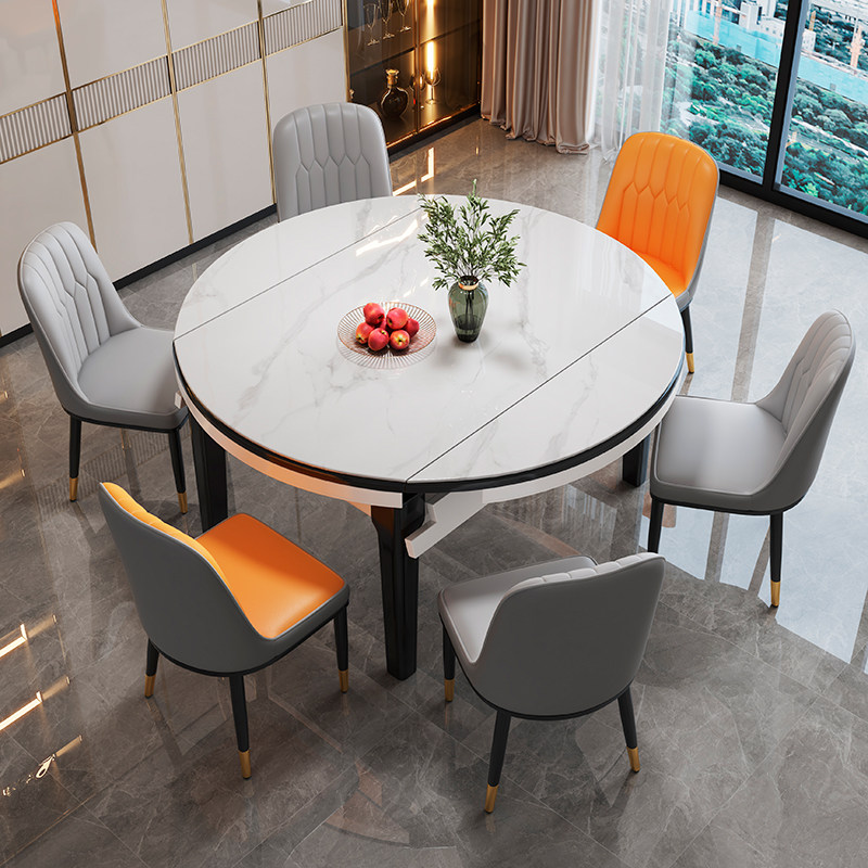 实木岩板餐桌椅轻奢高级家用小户型现代简约伸缩多人饭桌可变圆桌,淘宝优惠券,粉丝福利购,淘宝优惠卷