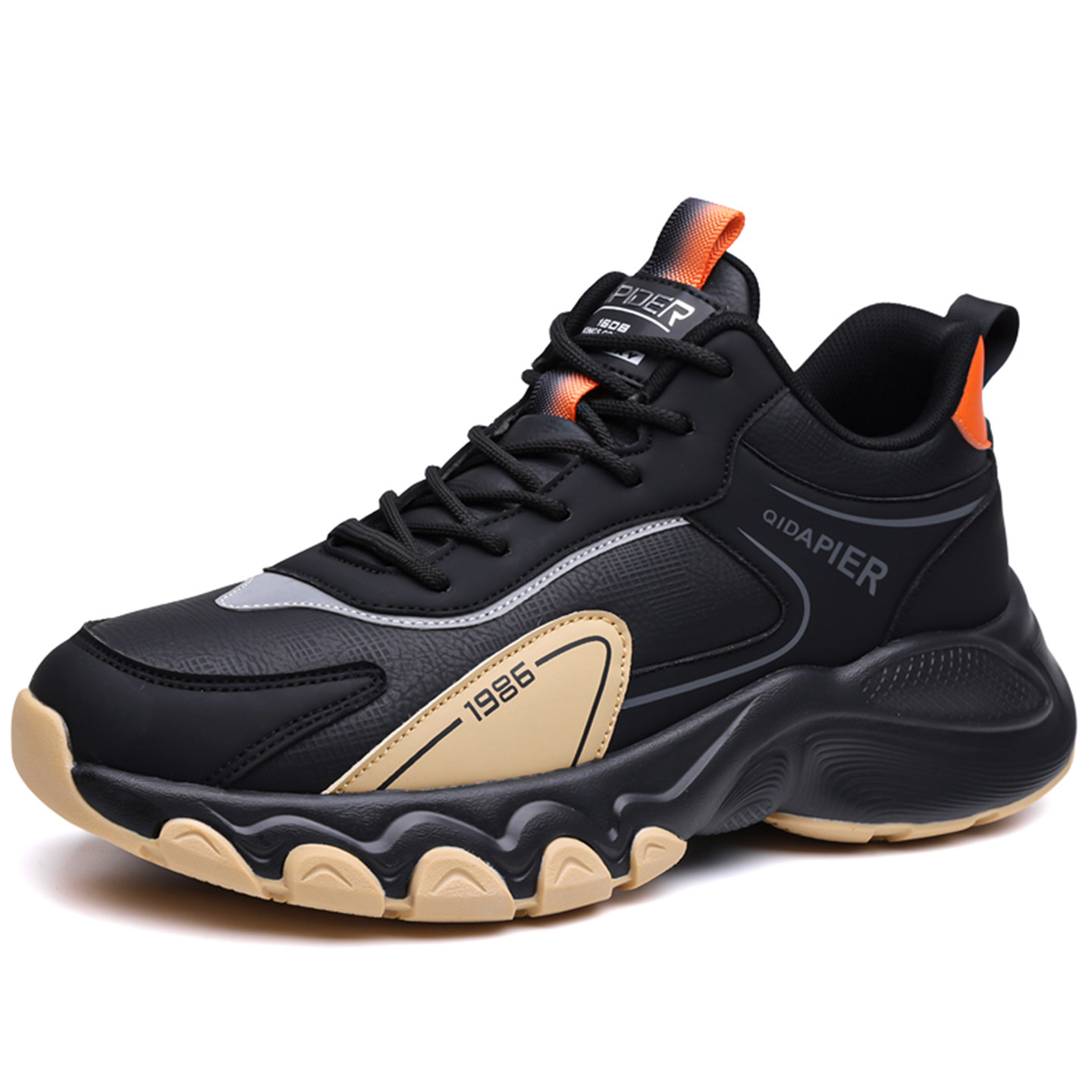 啄木鸟男鞋运动鞋加绒皮面百搭软底厚底老爹鞋男休闲鞋户外跑步鞋,淘宝优惠券,粉丝福利购,淘宝优惠卷