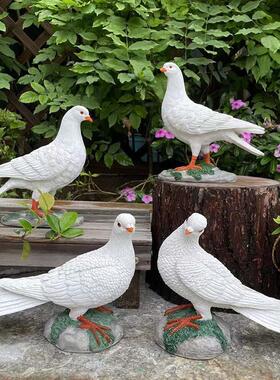 厂家户外园林仿真动物白鸽模型花园装饰道具树脂仿真鸽子摆件