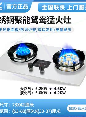 燃气灶双灶煤气灶家用嵌入式天然气灶台式液化气灶猛火灶炉具