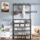 Shoe rack, clothes hanger integrated, simple rental house door, home multi-layer clothes hanger storage floor-standing clothes hanger shoe rack