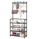 Shoe rack, clothes hanger integrated, simple rental house door, home multi-layer clothes hanger storage floor-standing clothes hanger shoe rack