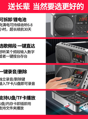 德国进口蓝牙老年人收音机新款插卡多功能老人专用便携式收音机简