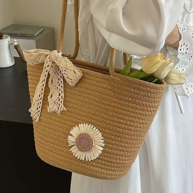 Fashionable woven extra large beach summer one-shoulder bag