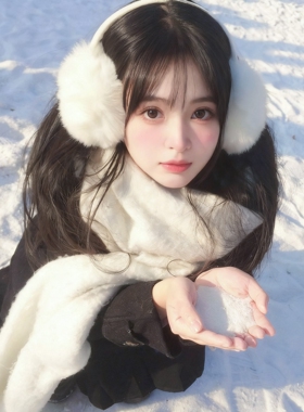 东北旅游可爱长毛茸耳罩白色防寒冬季骑行保暖防风头戴式护耳套女
