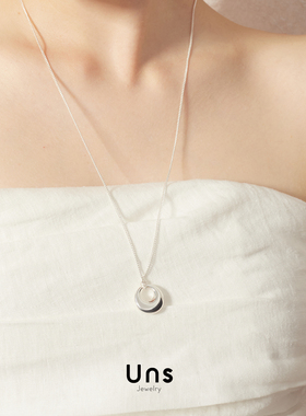 瞳光系列 925银月牙包银链黑蜡绳双链替换项链