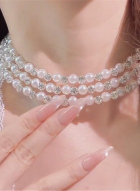 轻奢高级感闪锆珍珠项链女