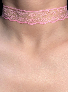 粉色蕾丝choker项圈女