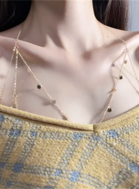 金色亮片流苏胸链身体链