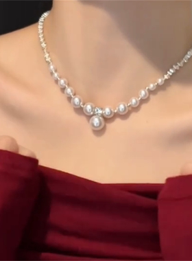珍珠款碎银子项链女款