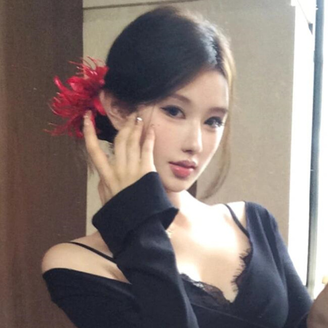 zoozmomo红色复古彼岸花头饰女红花发夹花朵头花发卡国风旗袍发饰 - 图1