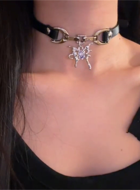 甜酷金属蝴蝶项圈小众