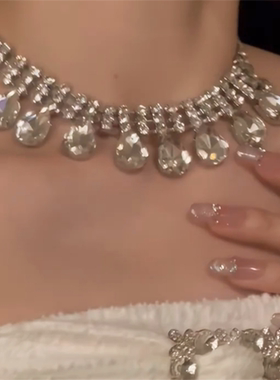 超闪水钻吊坠choker项链