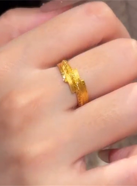 金色拉丝素圈戒指女款