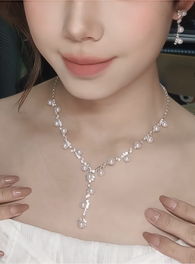 珍珠锆石项链轻奢高级感锁骨链