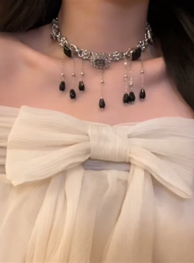 黑钻锆石流苏颈链女款