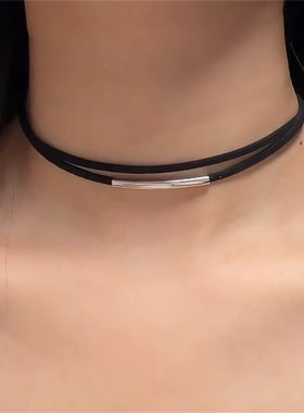 黑色项链女choker双层设计