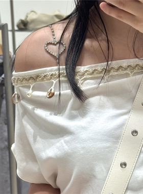 纯欲爱心闪钻肩链女设计感