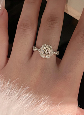 银色雪花钻戒指食指戒女