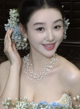 满天星多层珍珠流苏项链女