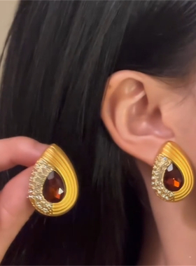 金色水滴项链美式复古中古锁骨链