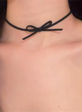 蝴蝶结项链女潮皮绳锁骨链