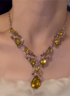超闪水滴锆石项链耳环套装女