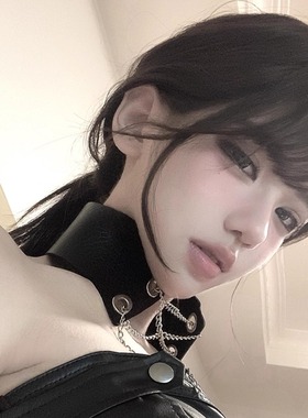 亚文化y2k链条暗黑pu皮项圈