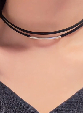 黑色项链女朋克设计高级感项圈