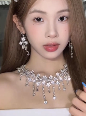 超闪水钻锆石晚礼服项链女