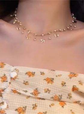 金色蝴蝶流苏项链女款