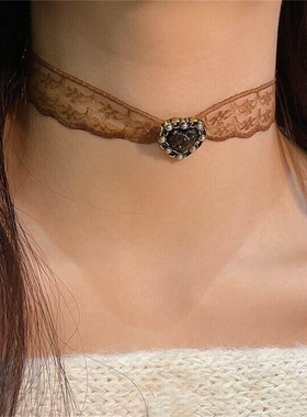镂空蕾丝爱心choker颈链女