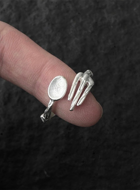 哑光鱼骨叉勺戒指女款