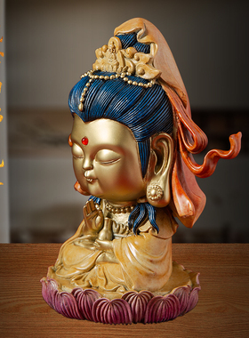 菩萨铜佛像摆件客厅酒柜电视柜茶桌办公室桌面装饰品高档乔迁礼品