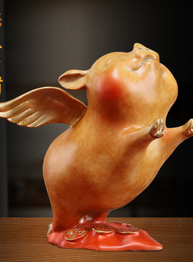 飞天铜荫猪摆件金猪招财吉祥物客厅办公室会飞的猪装饰品生日礼物